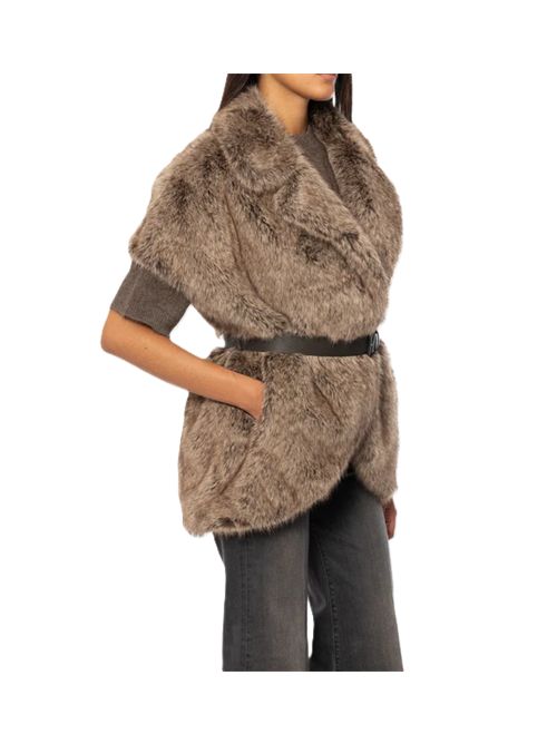 Gilet Corto in Ecopelliccia a Pelo Lungo Portal Greige p.a.r.o.s.h. P.a.r.o.s.h. | PORTALD410573823 FANT GREIGE SCUR